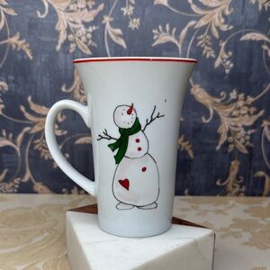 Vintage LivingQuarters Snowman Mug with Red Hearts
